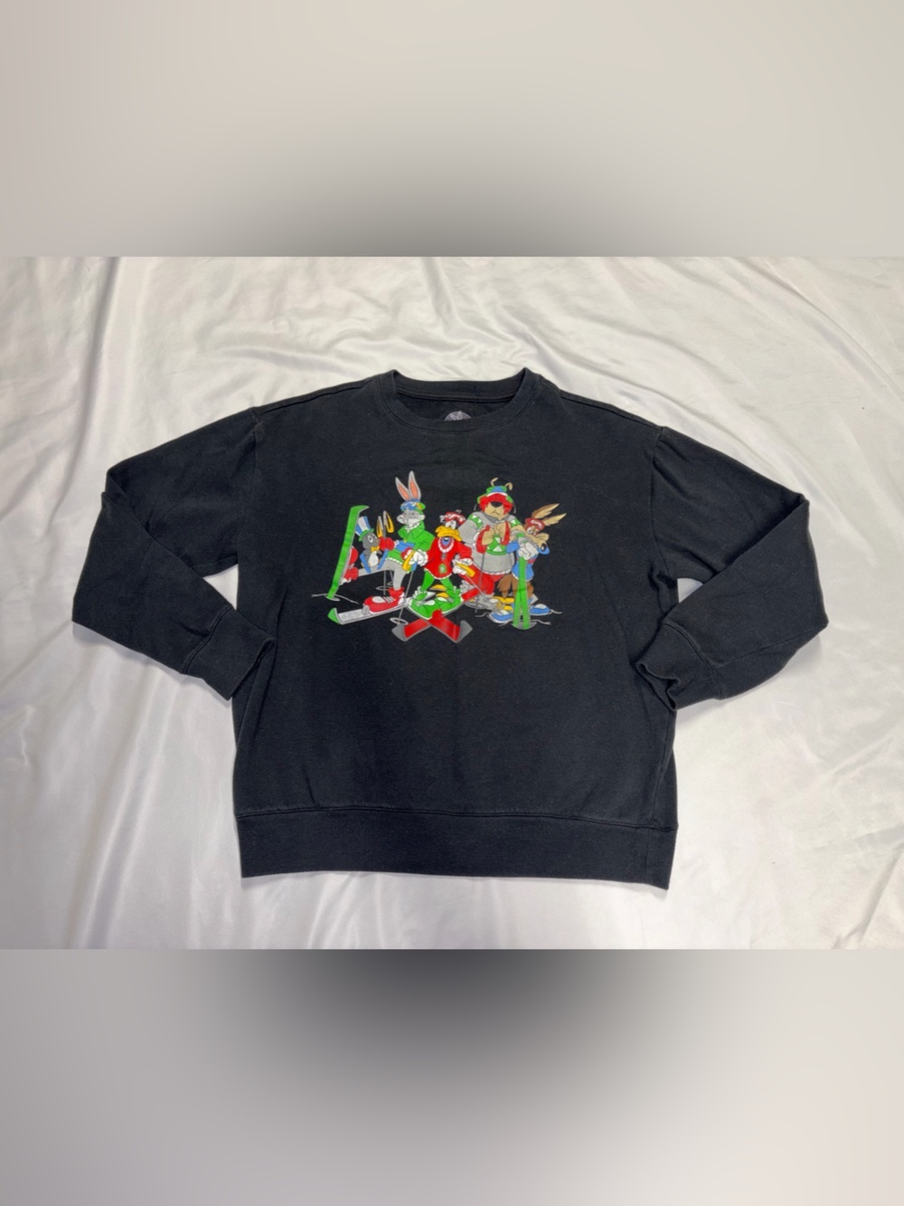 Warner Bros. Black Crewneck Sweatshirt with Colorful Looney Tunes Graphic Lot I